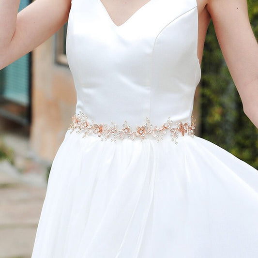 Maribel - Bohemian Rose Gold Bridal Belt/Sash