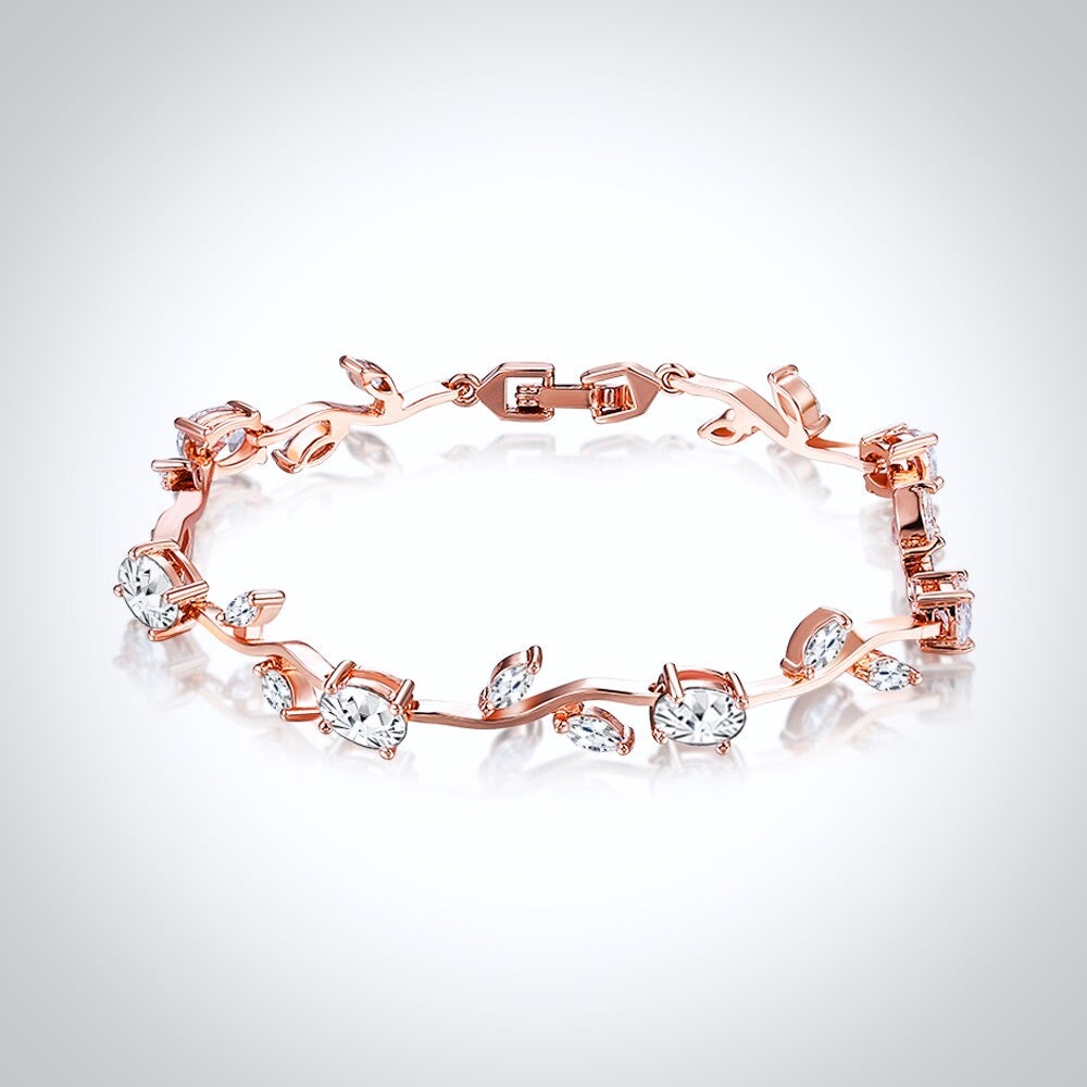 Bethany - Cubic Zirconia Bridal Bracelet - Available in Silver, Rose Gold and Yellow Gold
