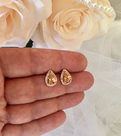 "Rosenna" - Rose Gold Bridal Hair Comb With Matching Earrings