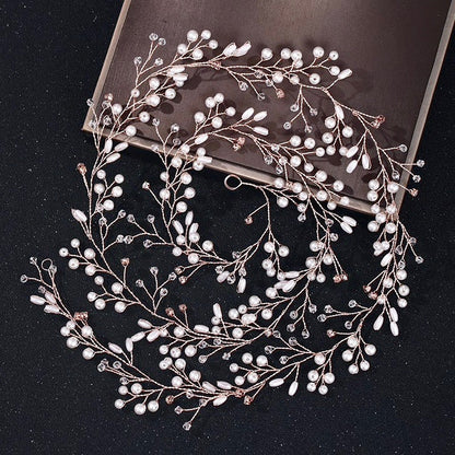 June - Pearl and Crystal Bridal Hair Vine - Available in Silver, Rose Gold and Yellow Gold