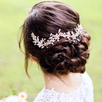 Gracelynn - Rose Gold Swarovski Pearl and Opal Bridal Headband