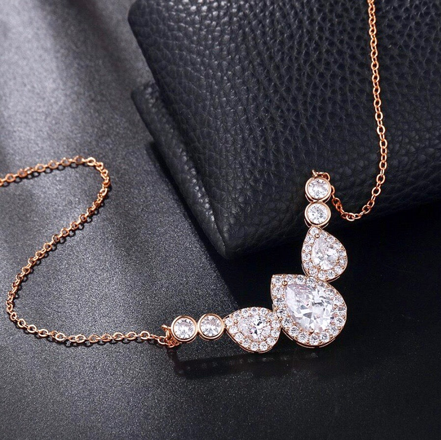 Lyric - Cubic Zirconia Bridal Necklace - Available in Silver and Rose Gold