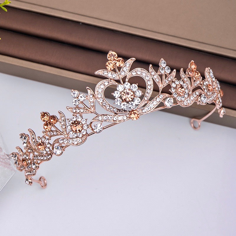 Nicolette - Rhinestone Bridal Tiara - Available in Silver, Yellow Gold and Rose Gold