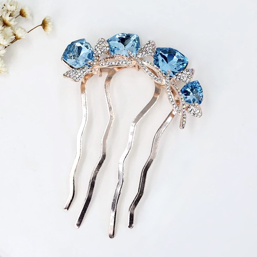 "Audie" - Rose Gold CZ Bridal Hair Comb - More Colors