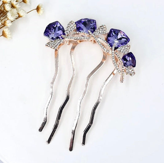 "Audie" - Rose Gold CZ Bridal Hair Comb - More Colors