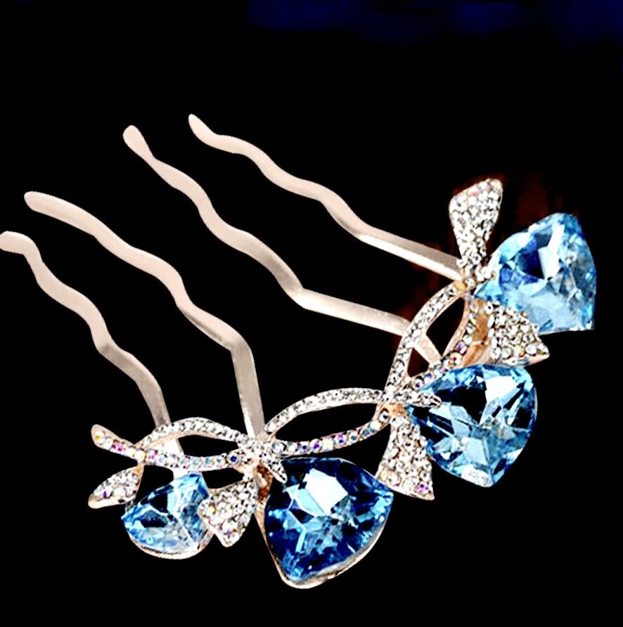 "Audie" - Rose Gold CZ Bridal Hair Comb - More Colors