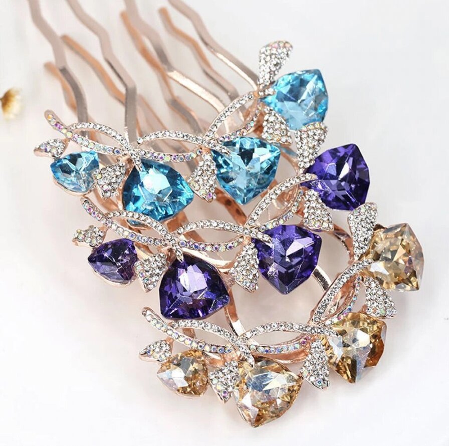 "Audie" - Rose Gold CZ Bridal Hair Comb - More Colors