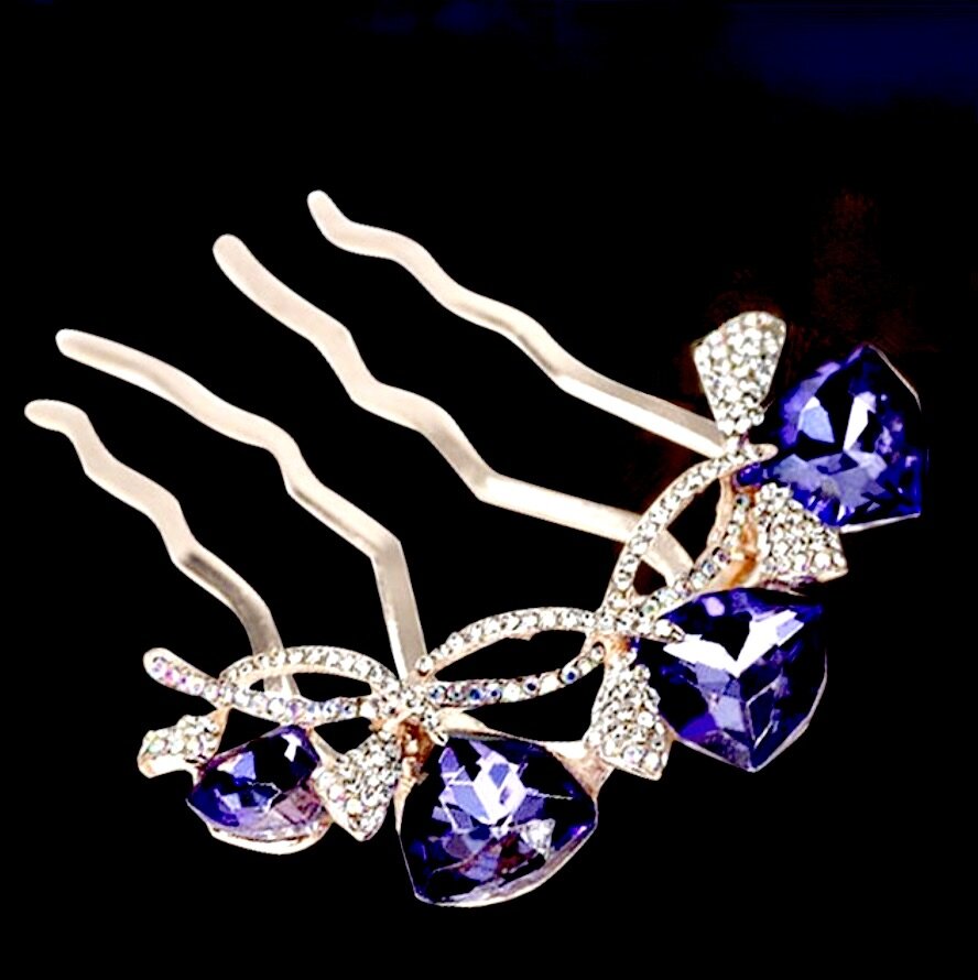 "Audie" - Rose Gold CZ Bridal Hair Comb - More Colors