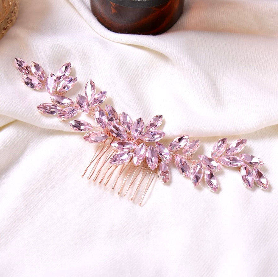 "Rosalie" - Rose Gold Pink Bridal Hair Comb