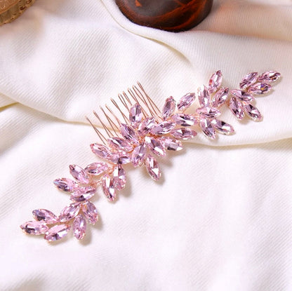 "Rosalie" - Rose Gold Pink Bridal Hair Comb