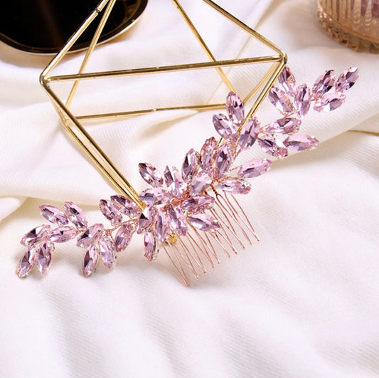 "Rosalie" - Rose Gold Pink Bridal Hair Comb
