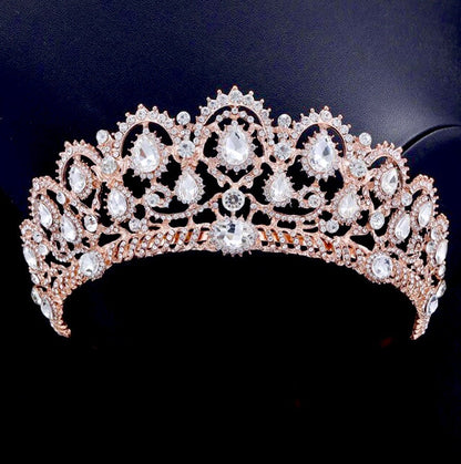 Chrysta - Rhinestone Bridal Tiara - Available in Silver, Rose Gold and Yellow Gold