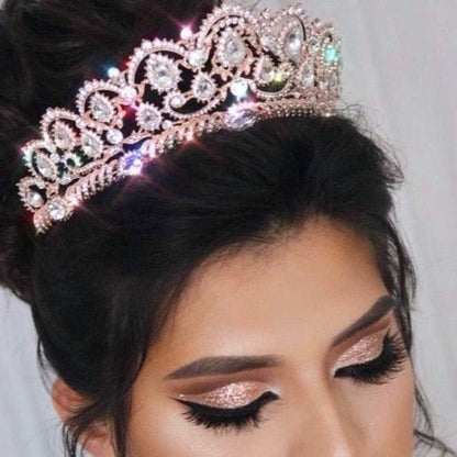 Chrysta - Rhinestone Bridal Tiara - Available in Silver, Rose Gold and Yellow Gold