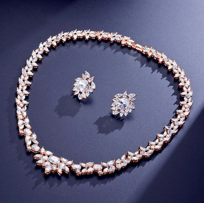 Iris - Cubic Zirconia Bridal Jewelry Set - Available in Silver and Rose Gold