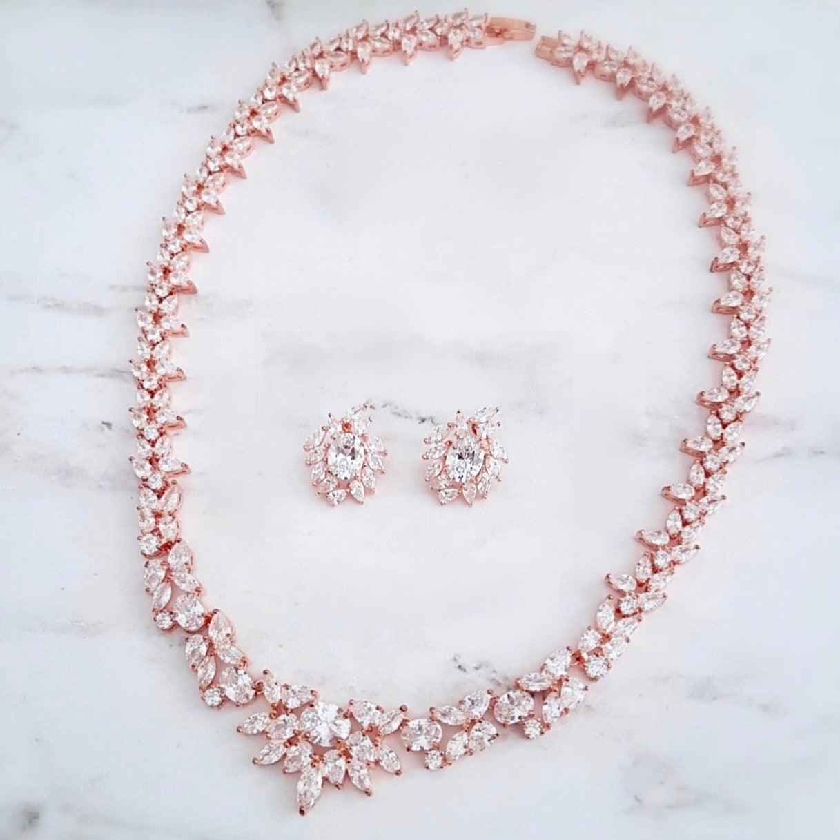 Iris - Cubic Zirconia Bridal Jewelry Set - Available in Silver and Rose Gold