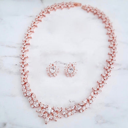 Iris - Cubic Zirconia Bridal Jewelry Set - Available in Silver and Rose Gold