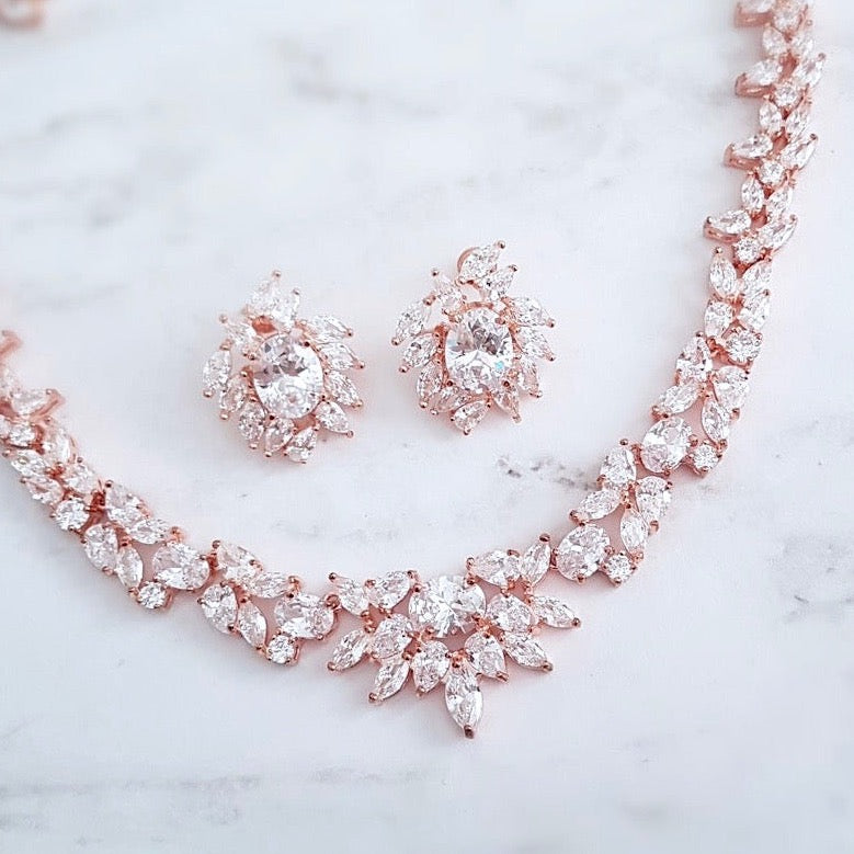 Iris - Cubic Zirconia Bridal Jewelry Set - Available in Silver and Rose Gold
