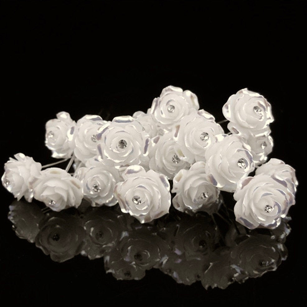 Leia - Pearl and Crystal Bridal Hair Pins - Set of 10