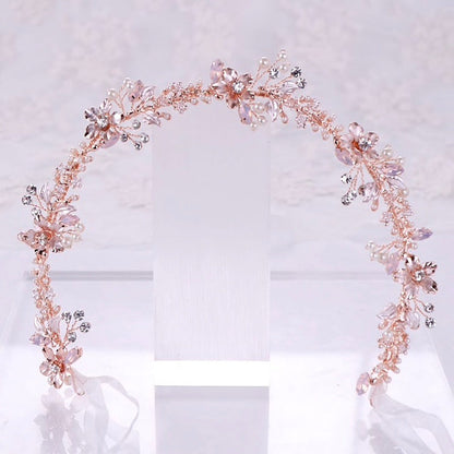 Gracelynn - Rose Gold Swarovski Pearl and Opal Bridal Headband