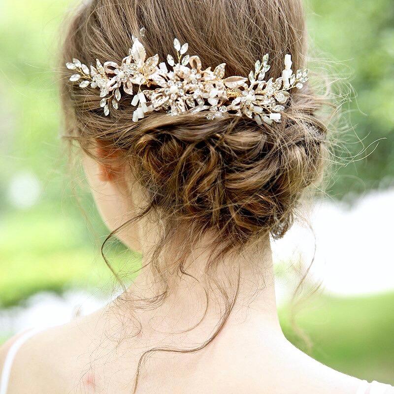 Andra - Crystal Bridal Hair Comb - Available in Silver, Rose Gold and Yellow Gold