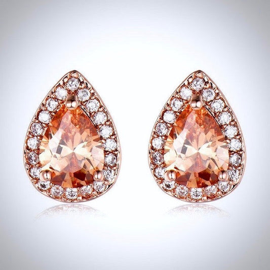 "Rosenna" - Rose Gold Bridal Earrings, Bridesmaids Gift