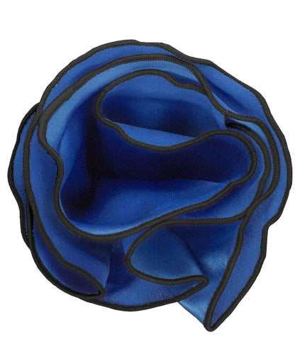 Vittorio Farina Round Satin Pocket Square with Embroidered Piping