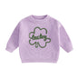 Baby Toddler Kids Boys Girls Lucky Knit Sweater Long Sleeve Round Neck Shamrock Letter Embroidery Pullover Spring St. Patrick's Day Top
