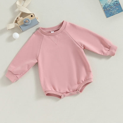 Baby Girls Boys Bodysuit Solid Crew Neck Long Sleeve Jumpsuits Fall Clothes Romper
