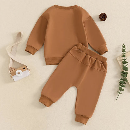 Baby Toddler Boys 2Pcs Daddy's Little Buddy Jogger Set Long Sleeve Letters Print Top with Elastic Waist Pants Outfit