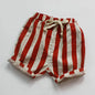 Baby Toddler Kids Summer Vintage Linen Cotton Shorts Stripes Casual Pocket Design