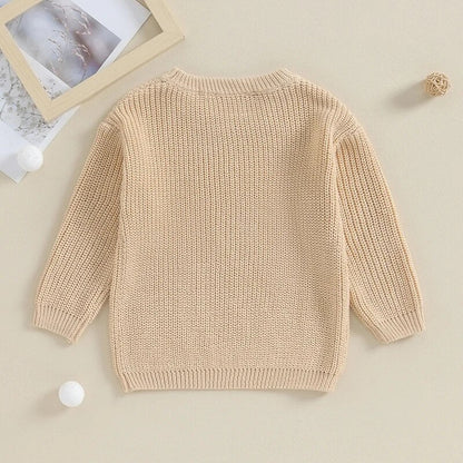 Toddler Kids Boys Sweaters Cotton Long Sleeve Letter Embroidery Big Brother Pullover Loose Knitwear Top
