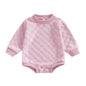 Baby Boys Girls Romper Long Sleeve Crew Neck Checkered Bodysuit Fall Playsuit