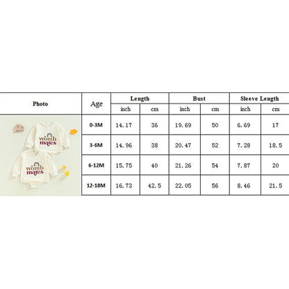 Baby Girls Boys 2Pcs Womb Makes Bubble Rompers Twins Clothes Rainbow Letter Print Long Sleeve Bodysuits