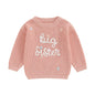 Toddler Kids Girl Big Sister Sweater Cute Long Sleeve Letter Embroidery Knit Pullover Loose Top