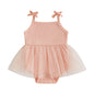 Baby Girls Romper Mesh TuTu Dress Skirt Summer Tie Tank Strap Sleeveless Square Neck Jumpsuit