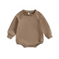 Baby Girls Boys Bodysuit Solid Crew Neck Long Sleeve Jumpsuits Fall Clothes Romper