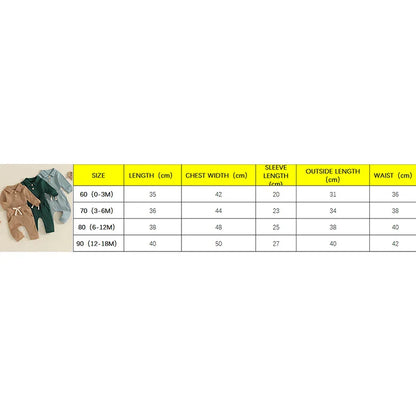 Baby Boys Girls 2Pcs Ribbed Set Button Long Sleeve Romper with Collar Drawstring Pocket Long Pants Outfit Clothes