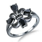 Pear-Cut Natural Black Spinel Gothic Ring