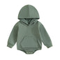 Baby Toddler Boy Girl Hoodie Bubble Romper Pocket Solid Color Long Sleeve