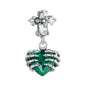 Cross and Skeleton Green Stone Gothic Charm