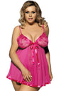 Plus Size Mesh and Floral Babydoll
