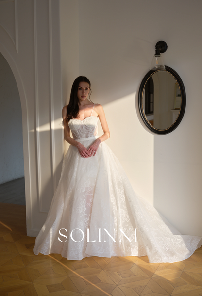 Celisse – 2-in-1 Wedding Dress with Basque Waist and Overskirt