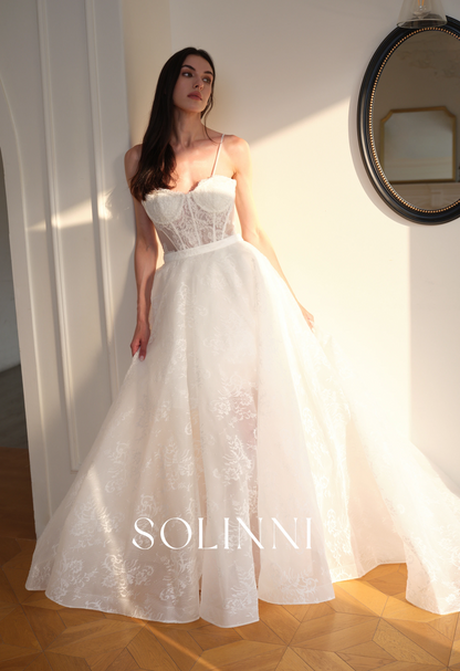 Celisse – 2-in-1 Wedding Dress with Basque Waist and Overskirt