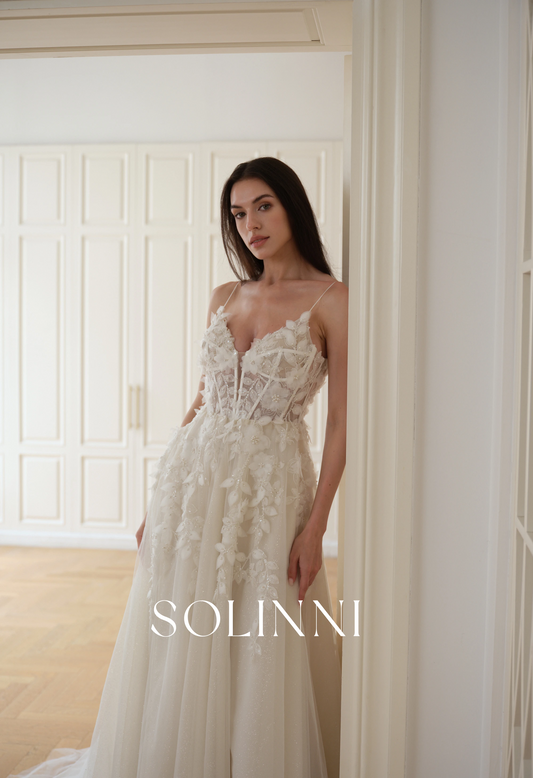 Elvis – Sparkle Wedding Dress with 3D Floral Appliqués