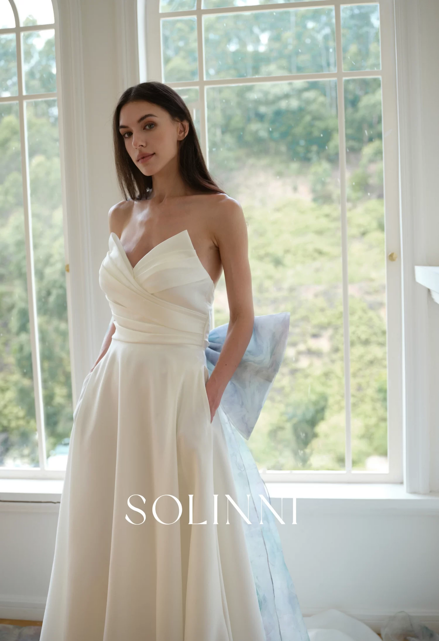 Kaya – Mikado Wedding Dress with Detachable Colorful Bow