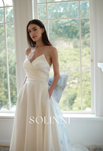 Kaya – Mikado Wedding Dress with Detachable Colorful Bow