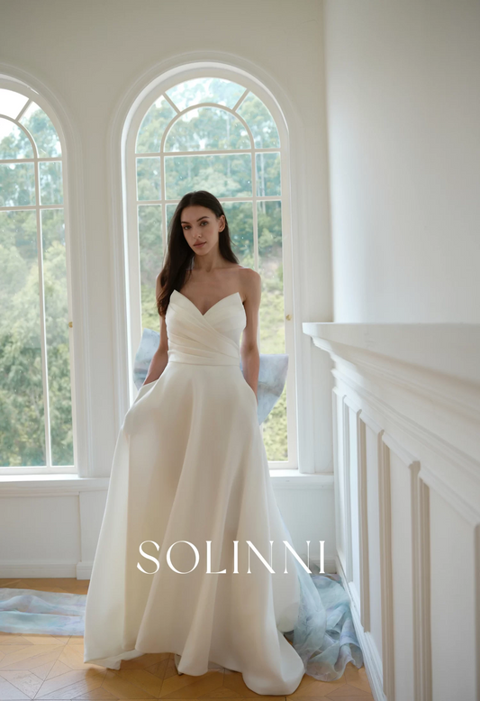 Kaya – Mikado Wedding Dress with Detachable Colorful Bow