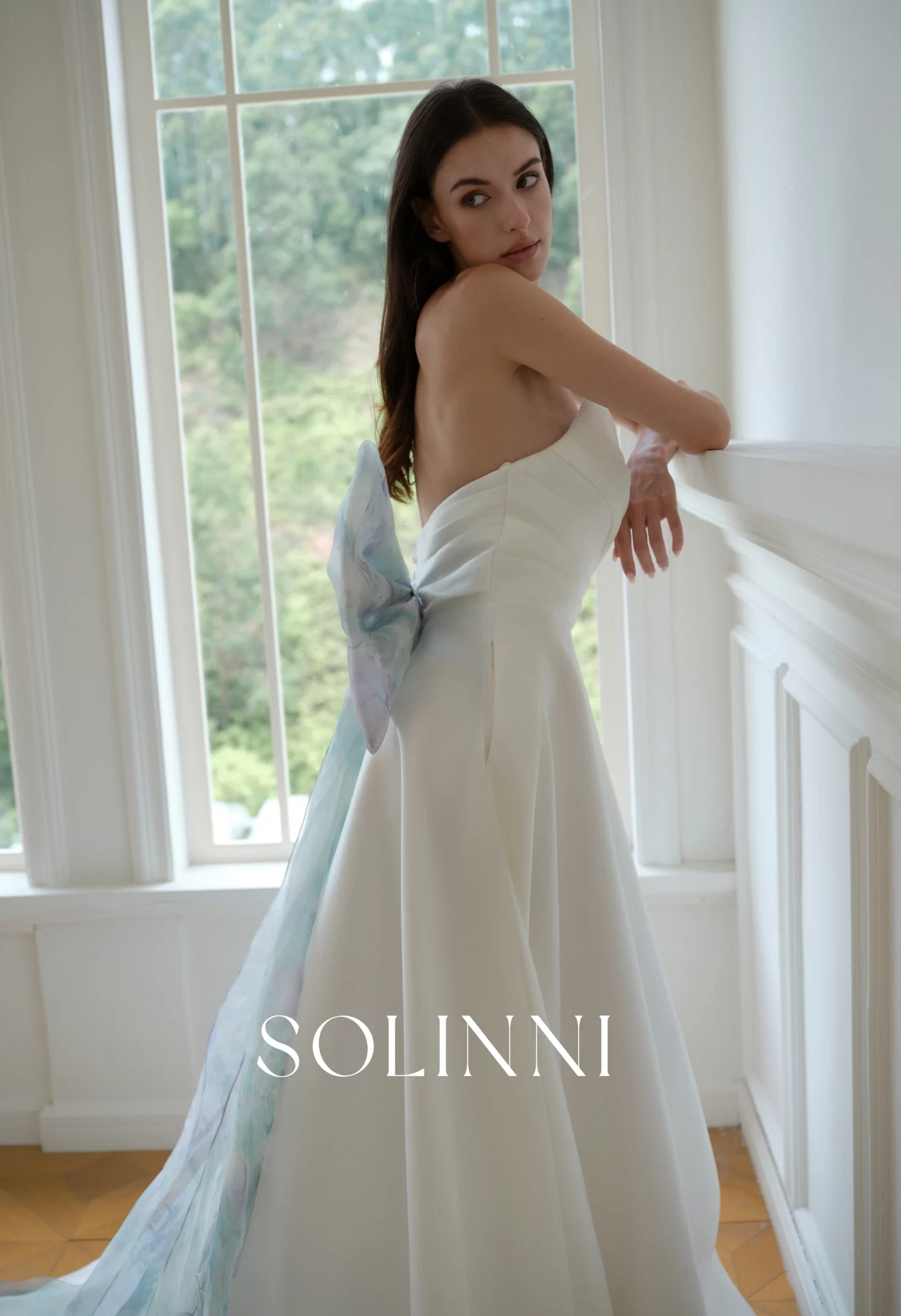Kaya – Mikado Wedding Dress with Detachable Colorful Bow