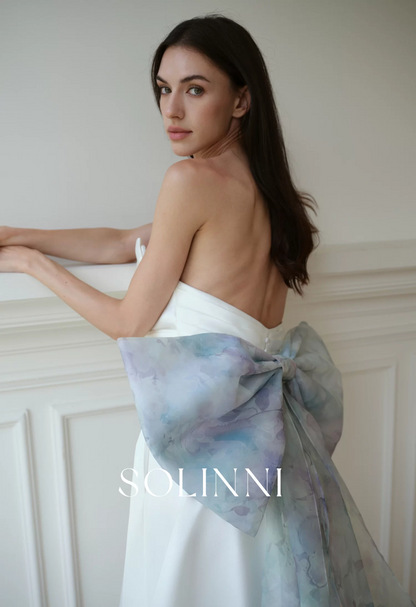 Kaya – Mikado Wedding Dress with Detachable Colorful Bow