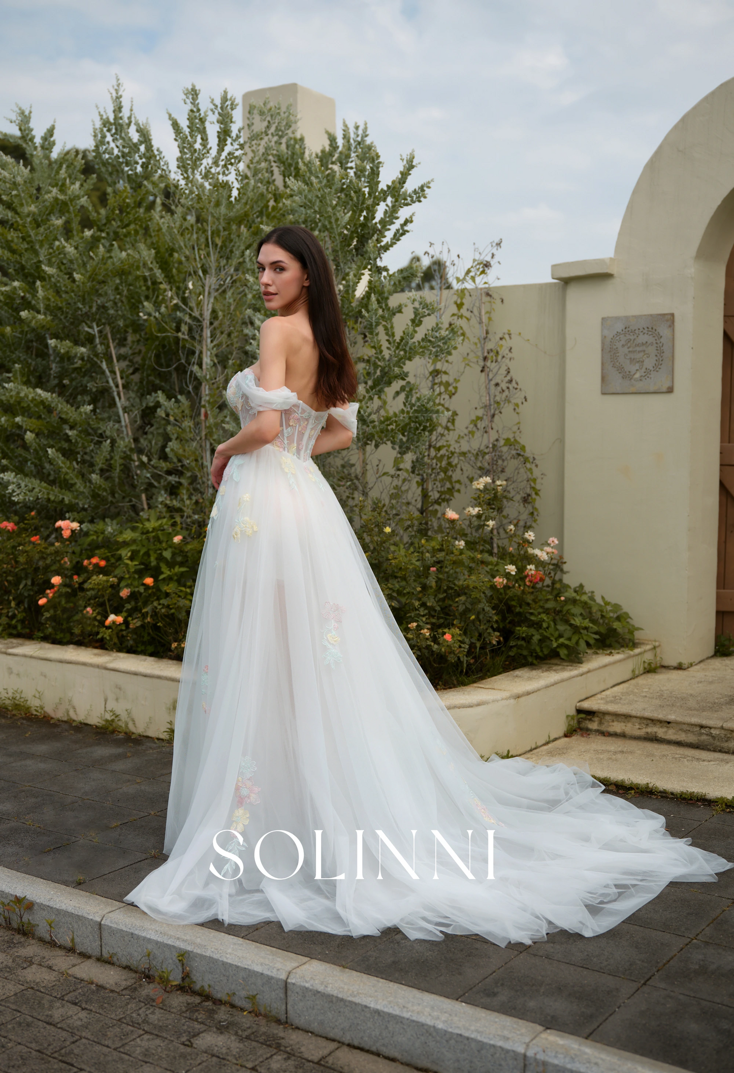 Leora – Colorful Wedding Dress with Detachable Sleeves